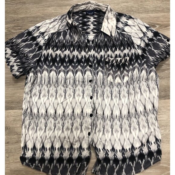 Gloria Vanderbilt Casuals Womens Blouse Size 1X Shirt Top Aztec Boho‎ Witchy - Picture 1 of 6